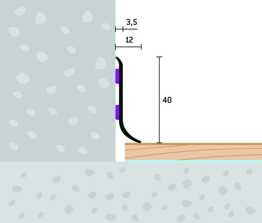 Eurofinal 40x12 mm | Soklový profil samolepiaci