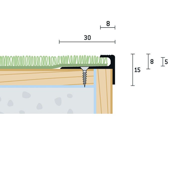 Eurofinal 30x15x5 mm | Schodový profil vŕtaný