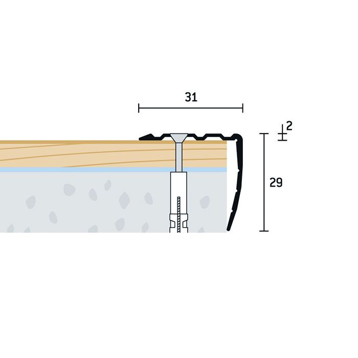 Eurofinal 31x29 mm | Schodová hrana vŕtaná