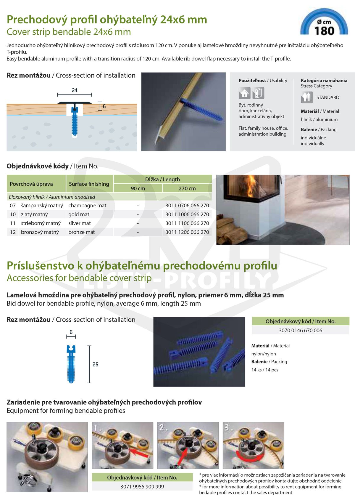 Technický výkres Eurofinal 24x6 mm | Prechodový profil ohýbateľný