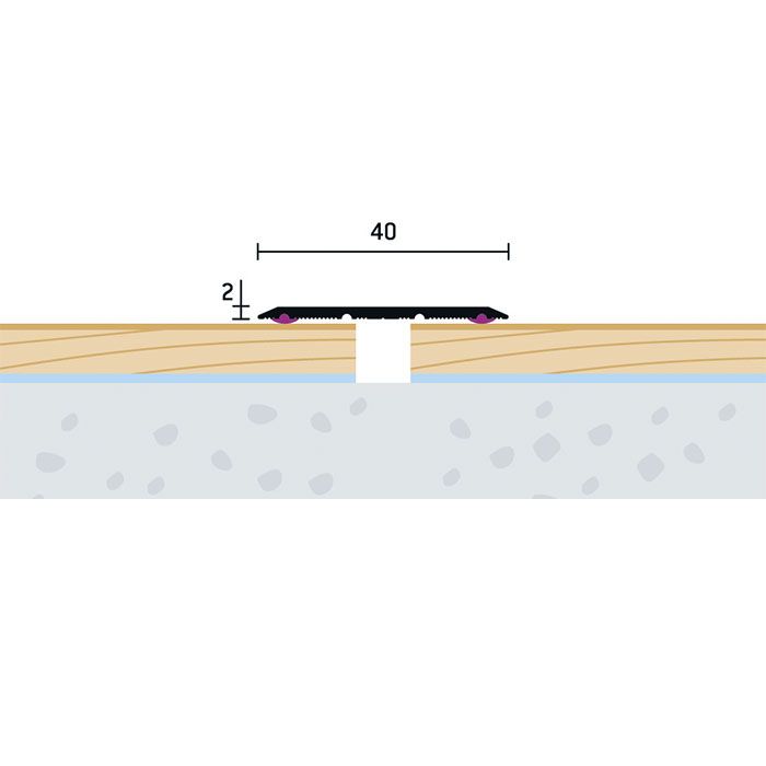 Eurofinal 40x2 mm | Prechodový profil samolepiaci