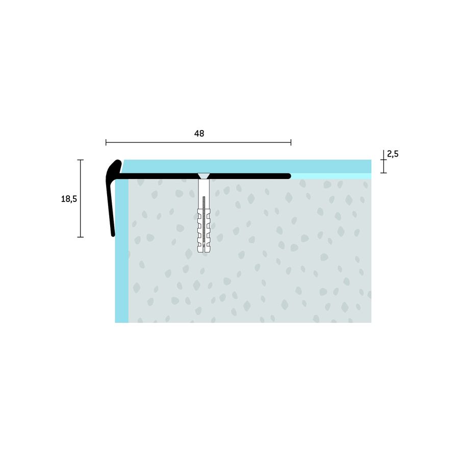Eurofinal 48x18,5x2,5 mm | Schodová hrana vŕtaná