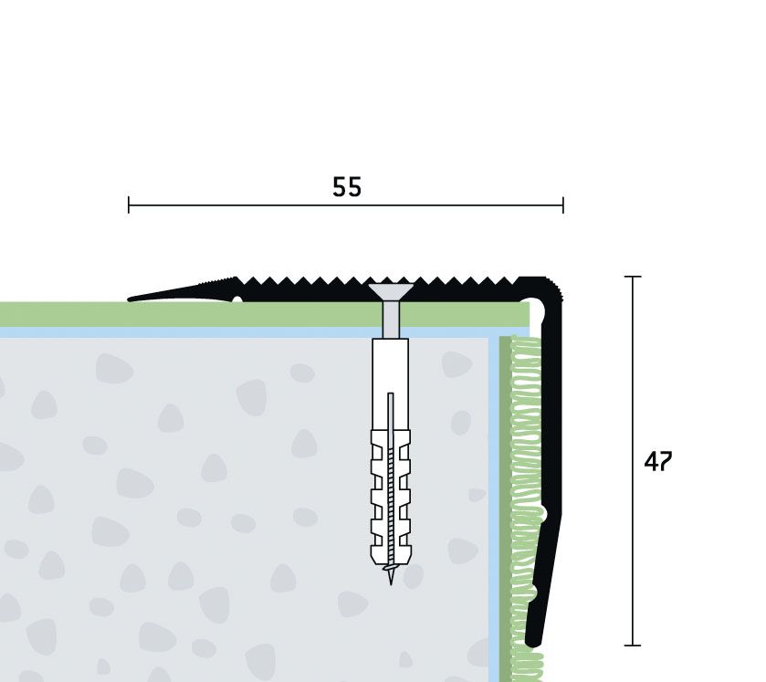 Eurofinal 55x47 mm | Schodová hrana vŕtaná