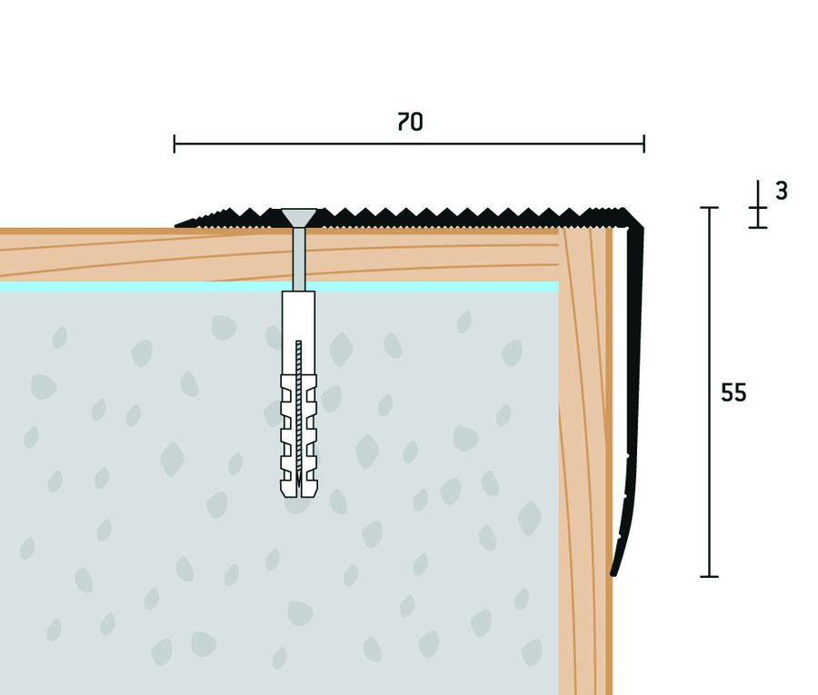 Eurofinal 70x55 mm | Schodová hrana vŕtaná